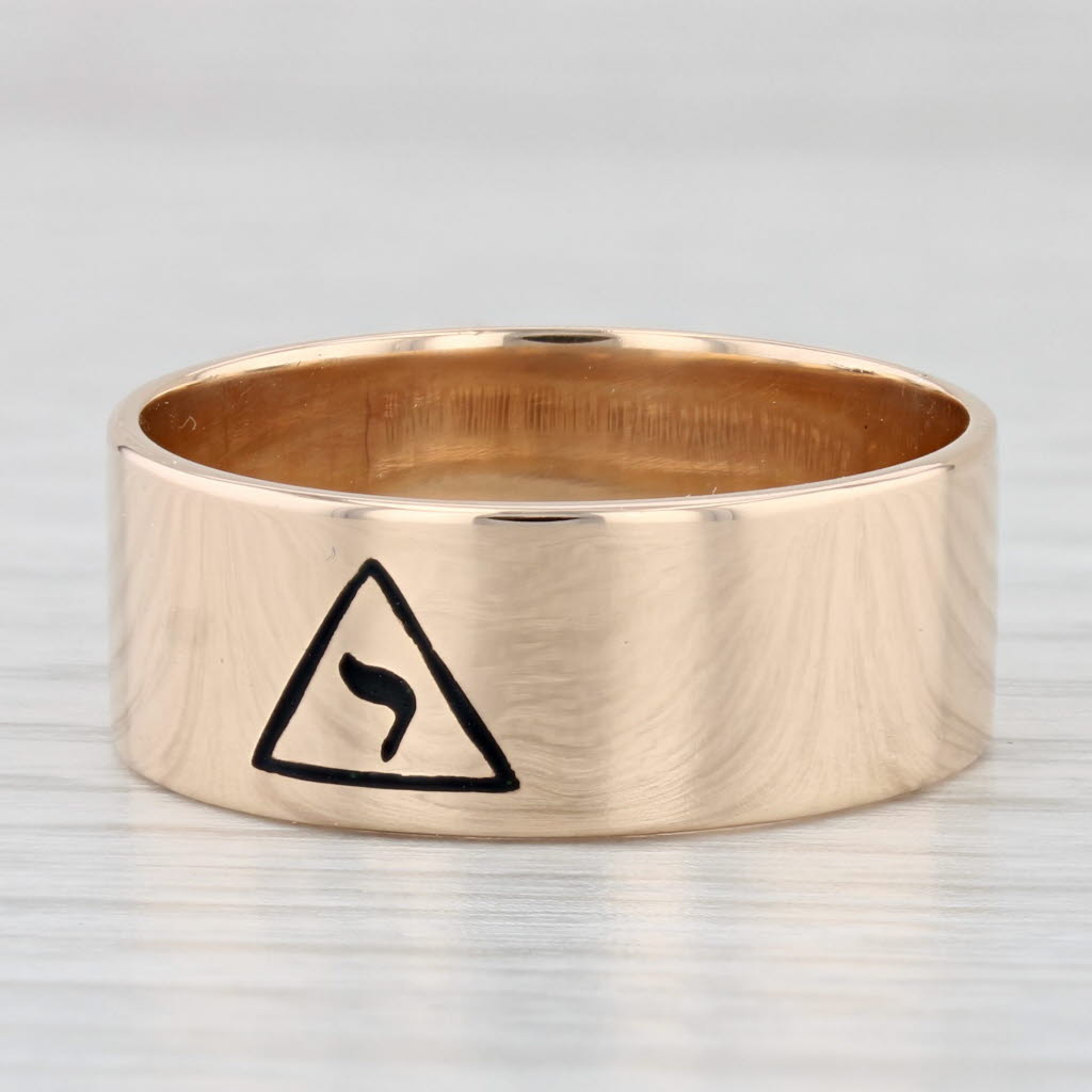 Light Gray Masonic 14th Degree Yod Ring 10k Yellow Gold Size 9.75 Scottish Rite Band