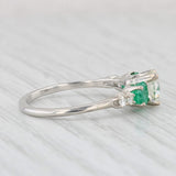 Light Gray 1.50ctw Round Diamond Emerald Engagement Ring 14k White Gold Size 7.75 GIA