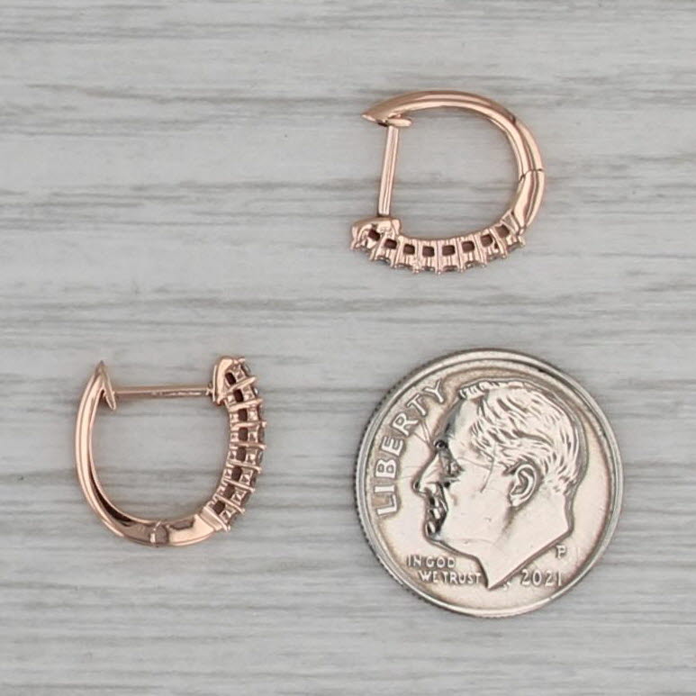 0.14ctw Diamond Hoop Huggie Earrings 10k Rose Gold Small Hoops
