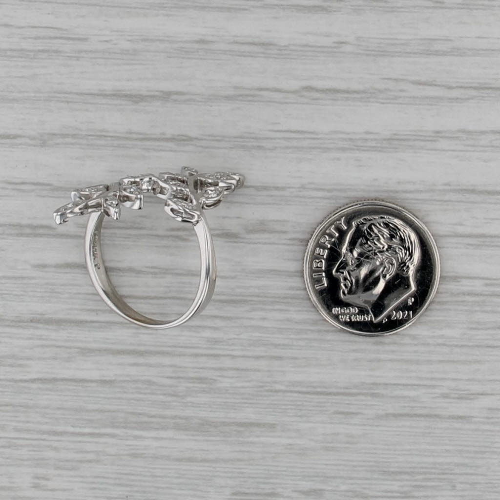 0.20ctw Vine Work Flower Bypass Ring 14k Yellow Gold Size 6.25 Floral Cocktail