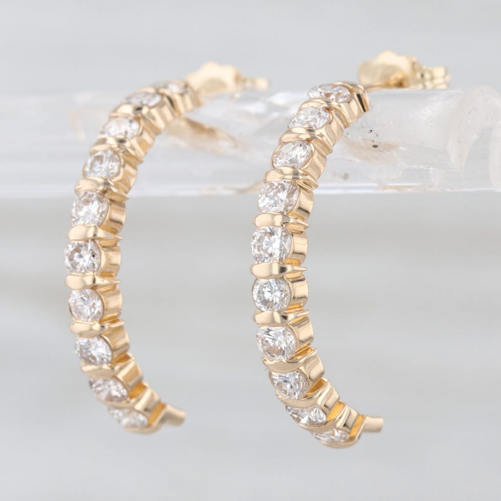 1ctw Diamond Half Hoop Earrings 14k Yellow Gold Drops