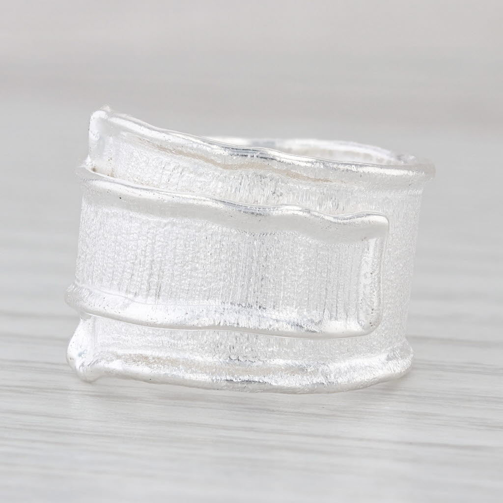 Milor Italy Statement Ring Brushed Sterling Silver Size 8 Band