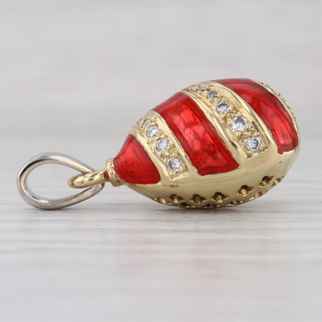 0.19ctw Diamond Egg Pendant 18k Yellow Gold Resin