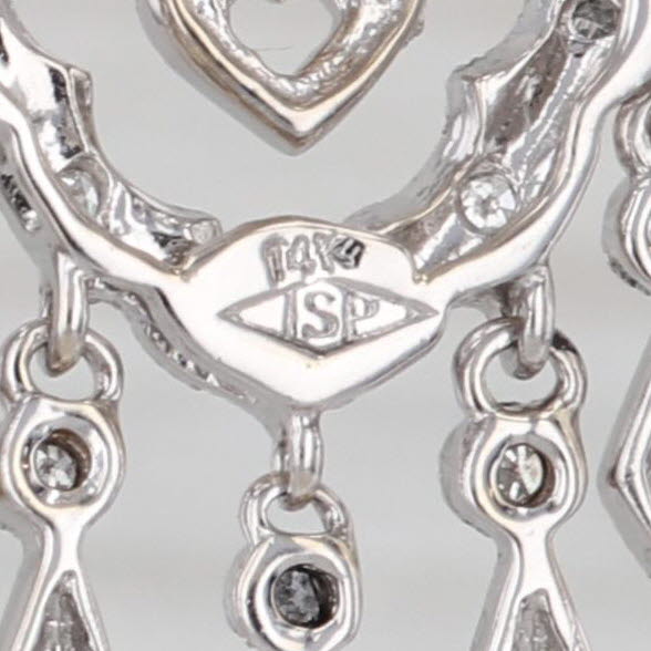0.20ctw Diamond Small Chandelier Earrings 14k White Gold Omega Back Drops