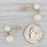 Cultured Pearl Dangle Earrings 14k Yellow Gold Screw Back Pierced