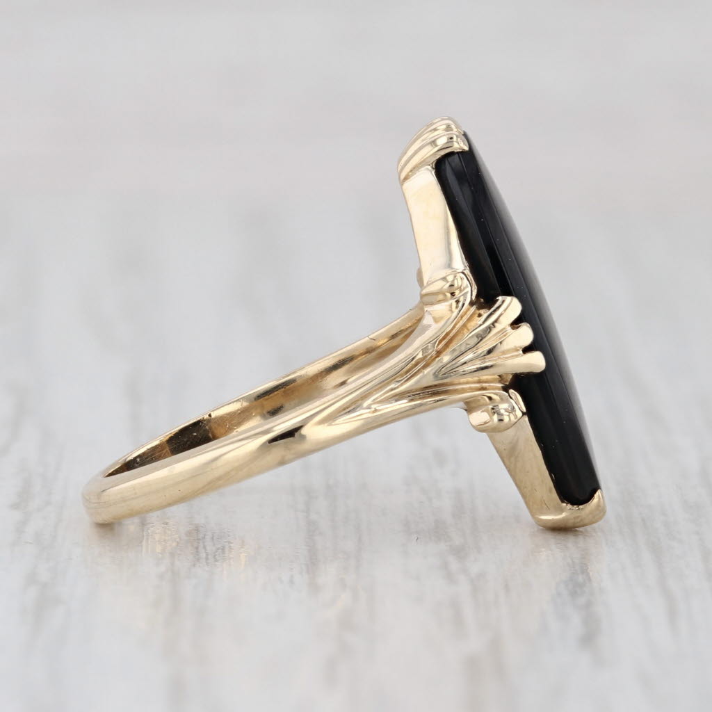 Oval Onyx Solitaire Signet Ring 10k Yellow Gold Size 6.5