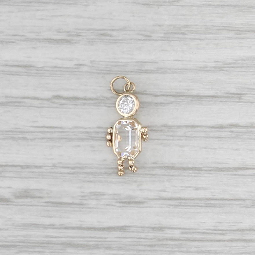 1.32ctw Cubic Zirconia Birthstone Doll Charm 14k Yellow Gold Boy Girl Pendant