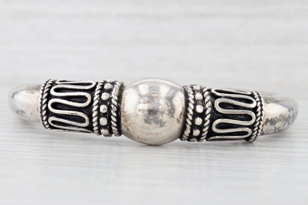 Light Gray Vintage Cuff Bracelet Sterling Silver Statement 6.5"