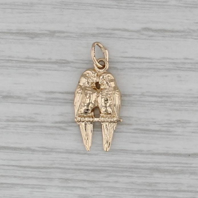 Vintage Love Birds Charm 14k Yellow Gold Pendant