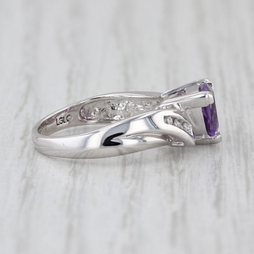 1.10ctw Amethyst Diamond Bypass Ring 10k White Gold Size 5.5