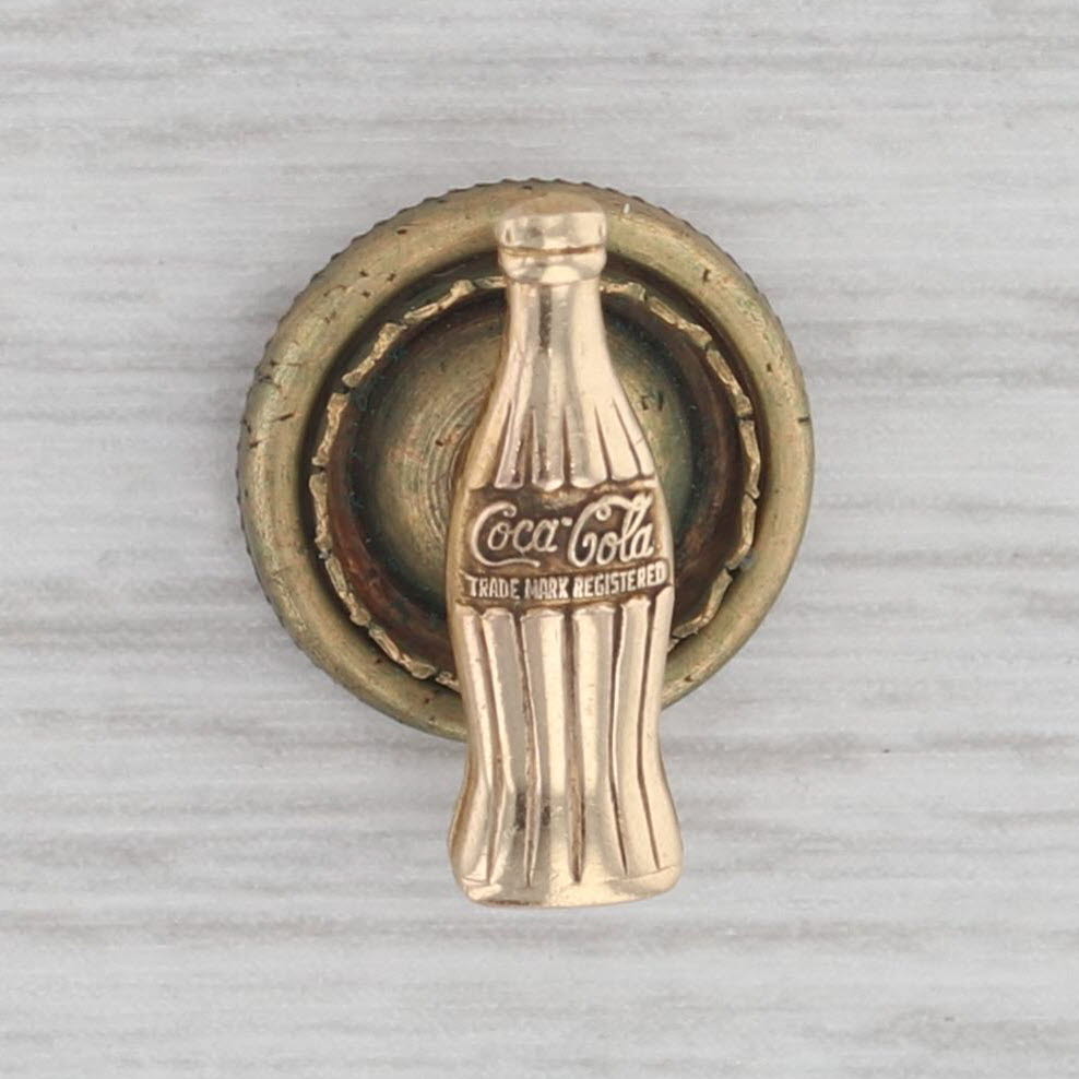 Gray Coca-Cola Service Award Lapel Pin 10k Yellow Gold Pearls Coke Bottle