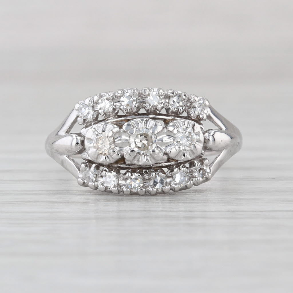 Vintage 0.43ctw Diamond Ring 14k White Gold Size 8.5 Bridal