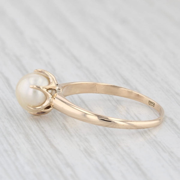 Cultured Pearl Solitaire Ring 14k Yellow Gold Size 8.5