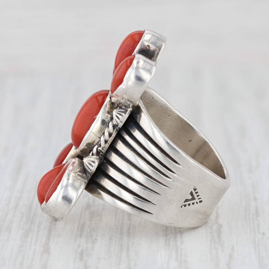 R*n様 レア❣️ヴィンテージ ネイティブ レッドコーラル シルバー リング s Vintage Native American Coral Ring Sterling Silver Derrick Gordon Nava