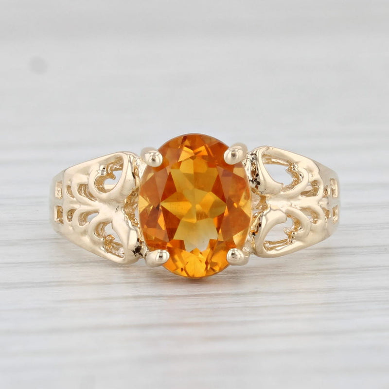 1.66ct Orange Citrine Ring 10k Yellow Gold Size 6 Open Work
