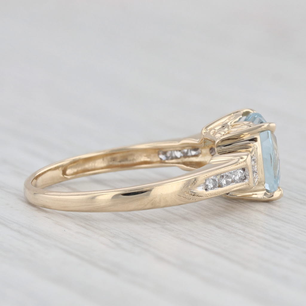 Light Gray 1.72ctw Aquamarine Diamond Ring 14k Yellow Gold Size 7.25