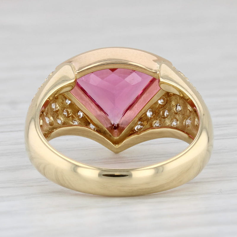 Light Gray 3.08ctw Pink Tourmaline Diamond Ring 18k Gold Size 6.75 Cocktail