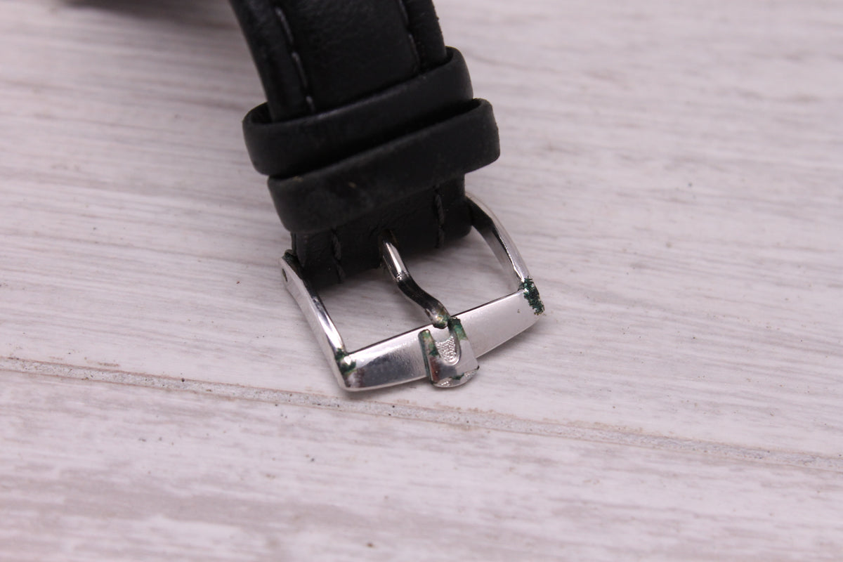 Vintage 1966 Bulova Accutron 214 Asymetric Steel Tuning Fork Watch Black Dial