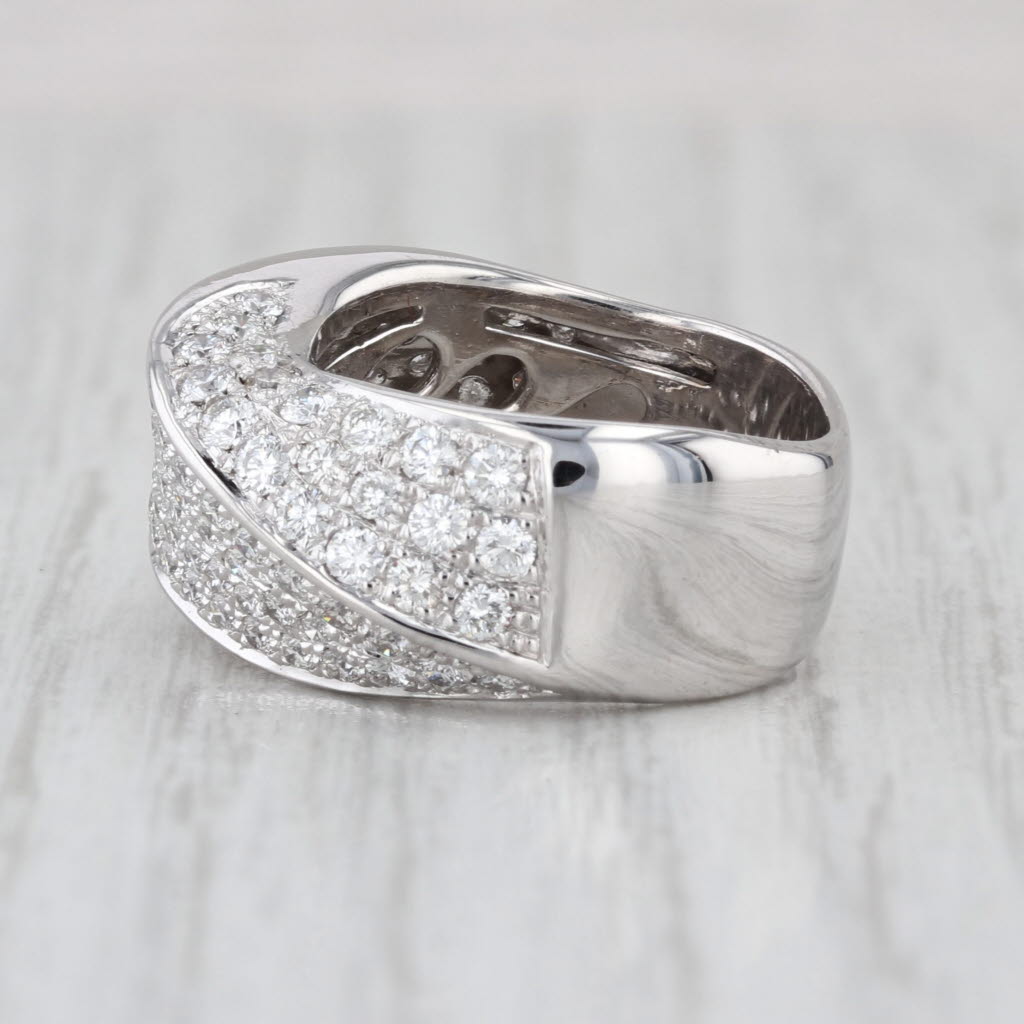 2ctw Pavel Diamond Contoured Beveled Ring 18k White Gold Size 5.75