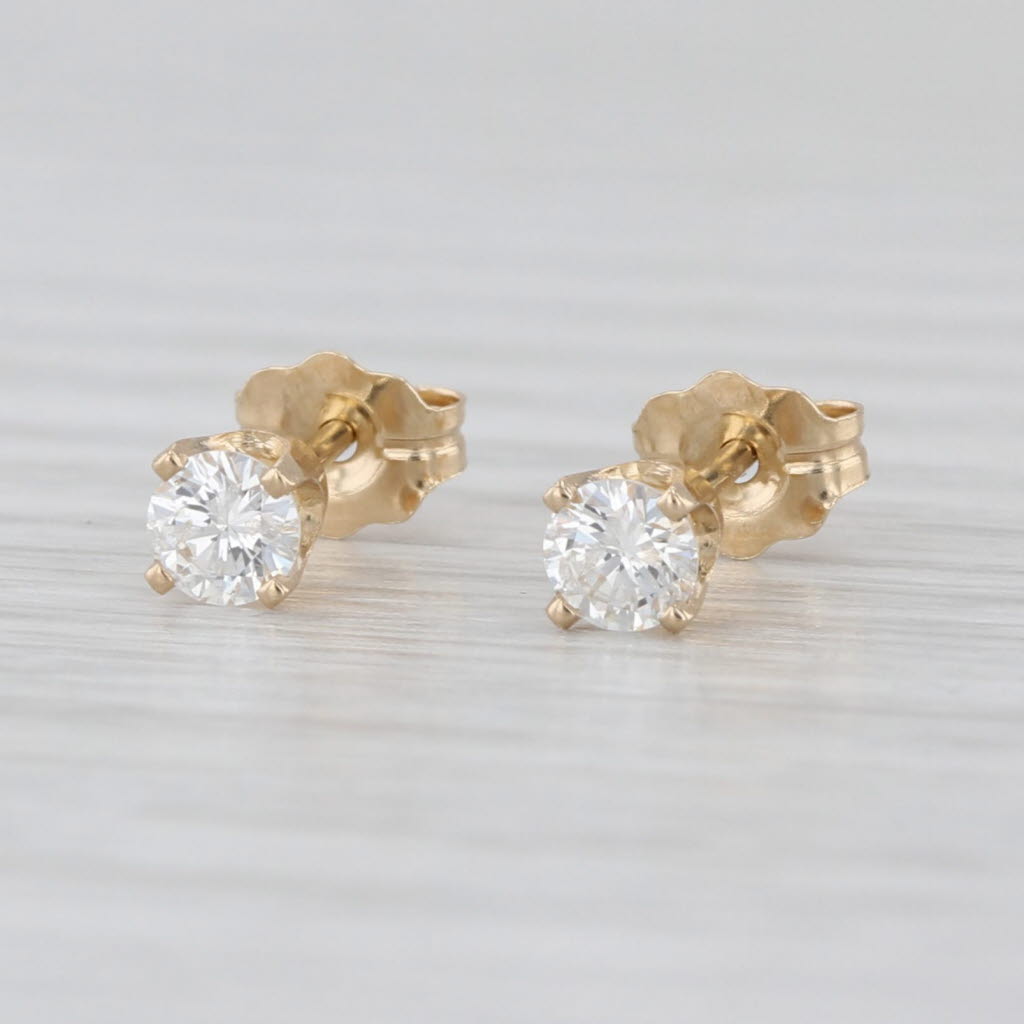 0.30ctw Diamond Round Solitaire Stud Earrings 14k Yellow Gold Studs