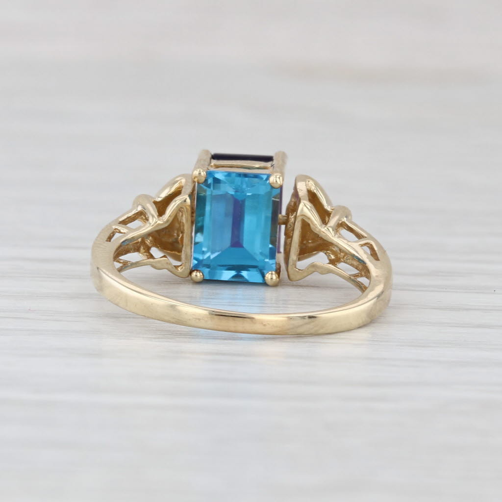 3.60ctw Reversible Amethyst Topaz Flip Ring 10k Yellow Gold Size 7.5
