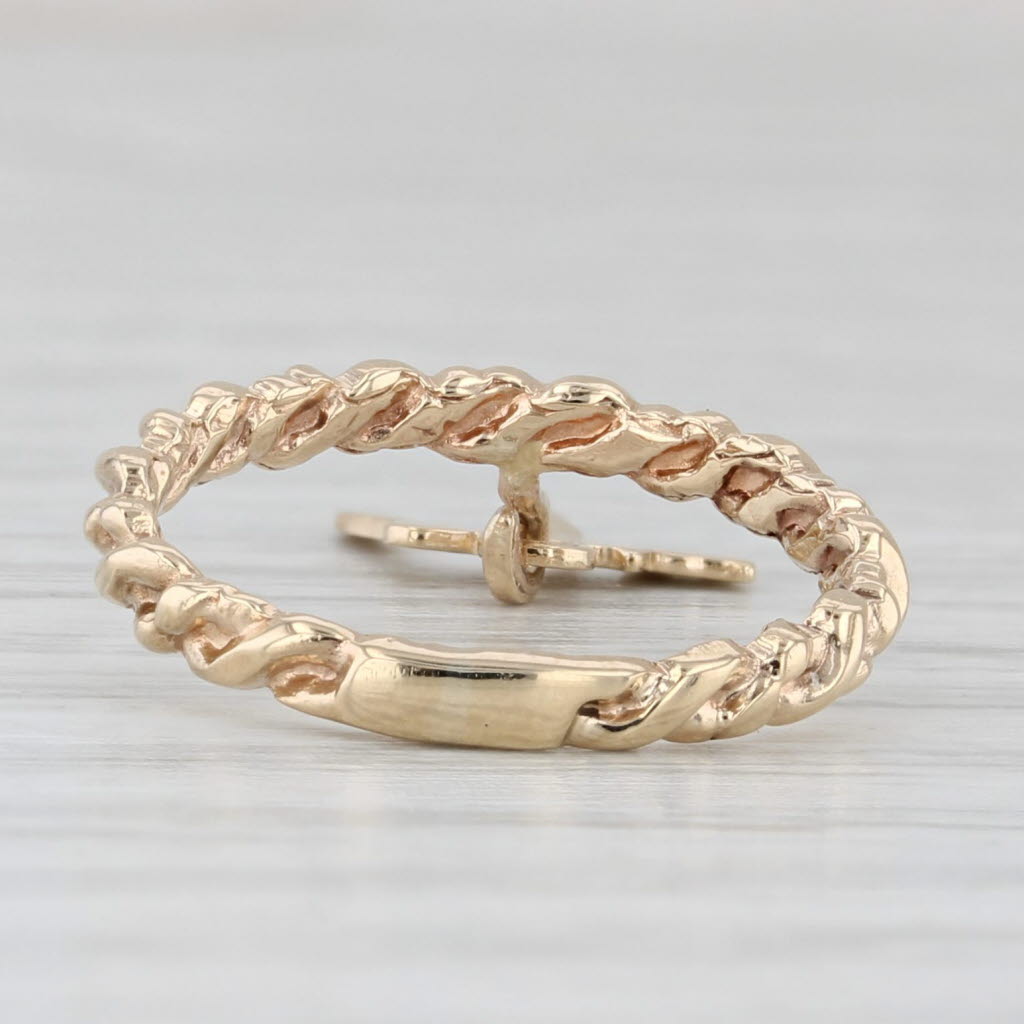 Light Gray Hebrew Chai Life Charm Ring 10k Yellow Gold Size 3.5 Band