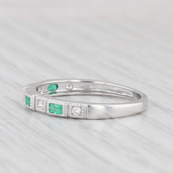 New 0.20ctw Emerald Diamond Ring 10k White Gold Stackable Wedding Size 7