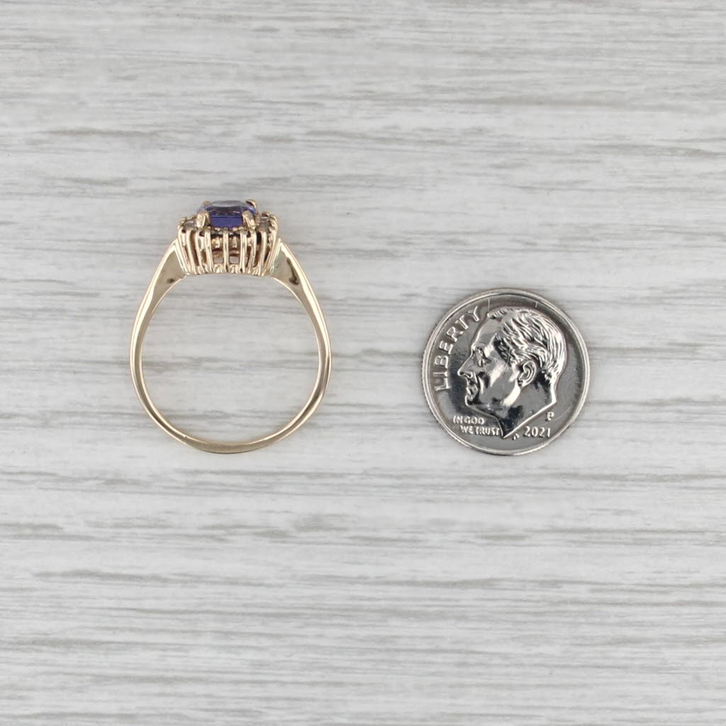 1.49ctw Tanzanite Diamond Halo Ring 14k Yellow Gold Size 8.5 Engagement