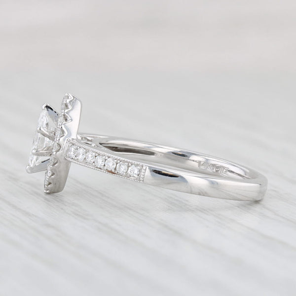 0.54ctw Marquise Diamond Halo Engagement Ring 14k White Gold Size 6.5