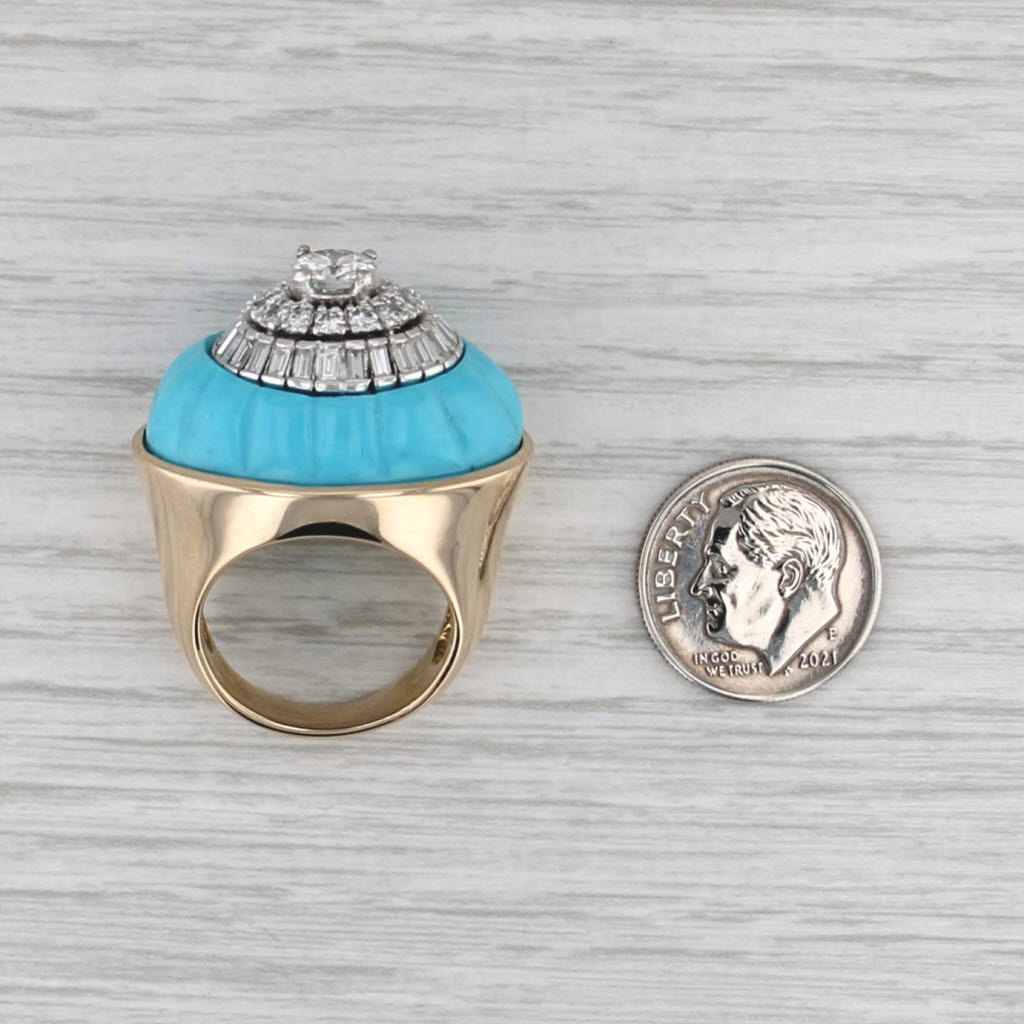 GIA 2.32ctw Diamond Turquoise Cocktail Ring 14k White Gold Size 7.25