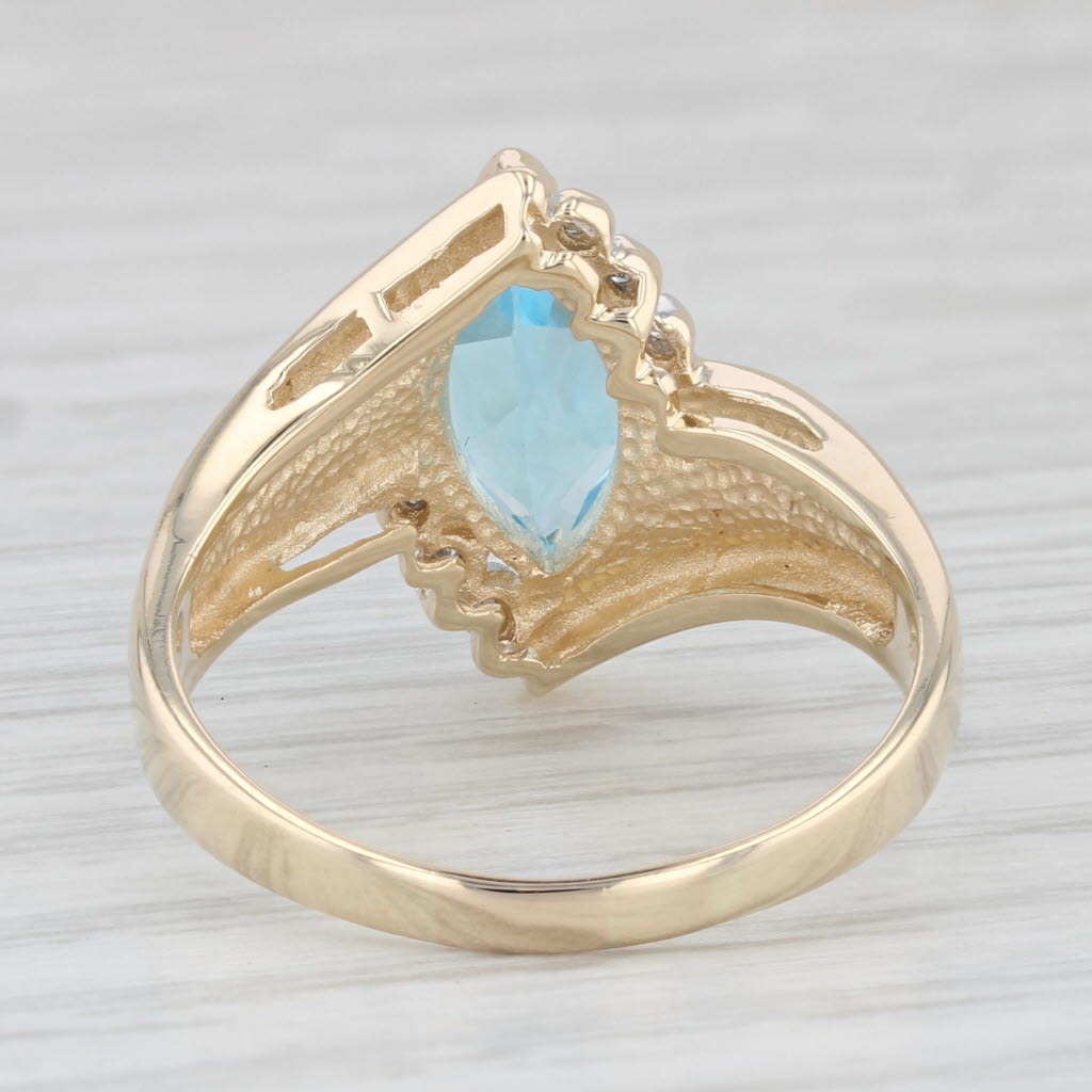 Light Gray 2.55ct Marquise Blue Topaz Ring 10k Yellow Gold Size 9.5 Bypass