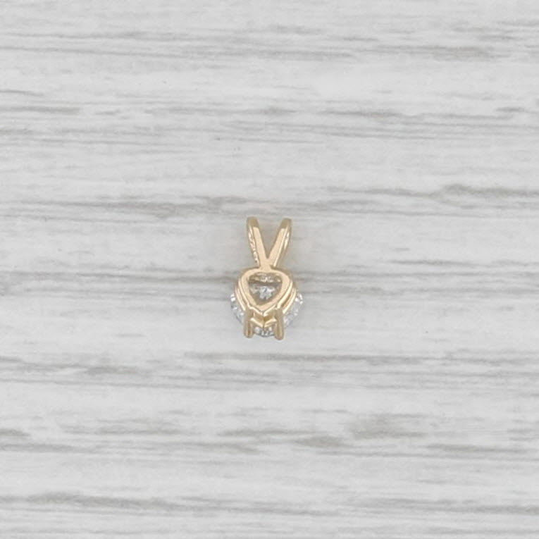 New 0.29 Heart Diamond Solitaire Pendant 14k Yellow Gold Small Drop