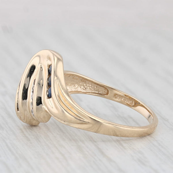 0.48ctw Blue Sapphire Diamond Zig Zag Ring 14k Yellow Gold Size 9.5