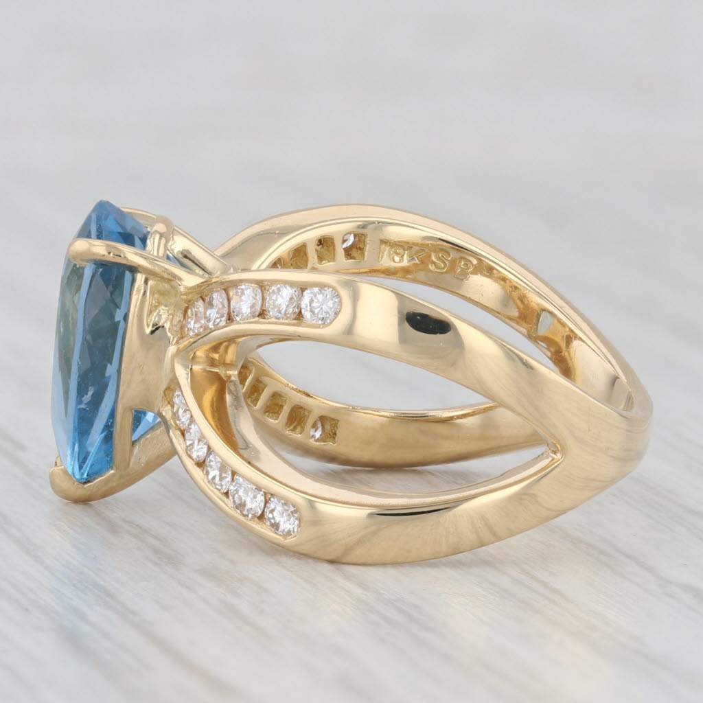 Light Gray 4.10ctw London Blue Topaz Teardrop Diamond Ring 18k Yellow Gold Size 7