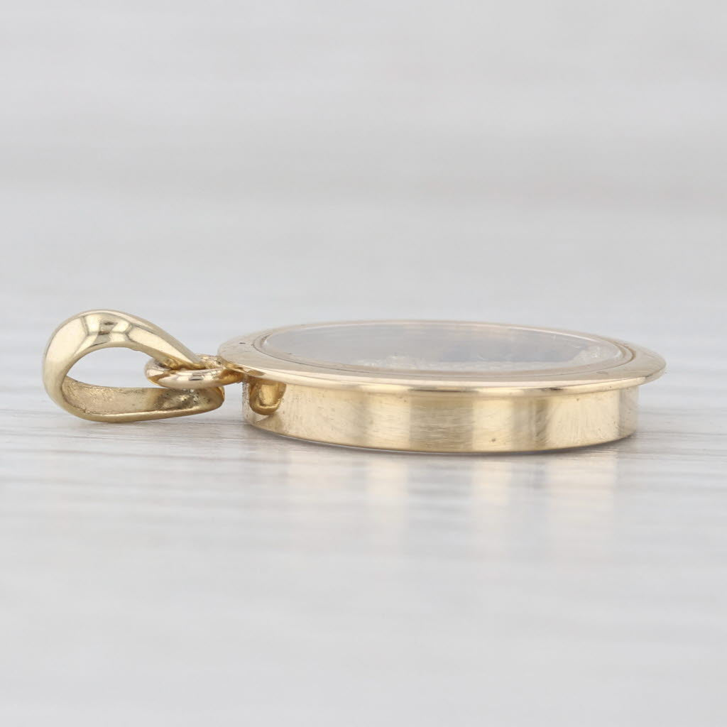 Lab Created Blue Sapphire Lighthouse Snow Globe Pendant 14k Gold Nautical
