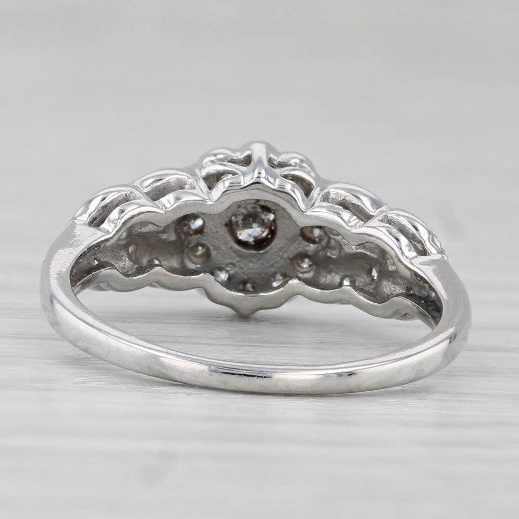 Light Gray 0.25ctw Diamond Flower Ring Vintage Engagement 10k White Gold Size 7