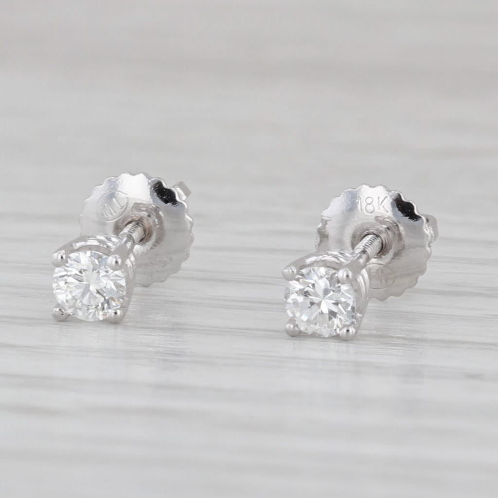 0.30ctw Diamond Solitaire Stud Earrings 18k White Gold Round Studs GSI Copy
