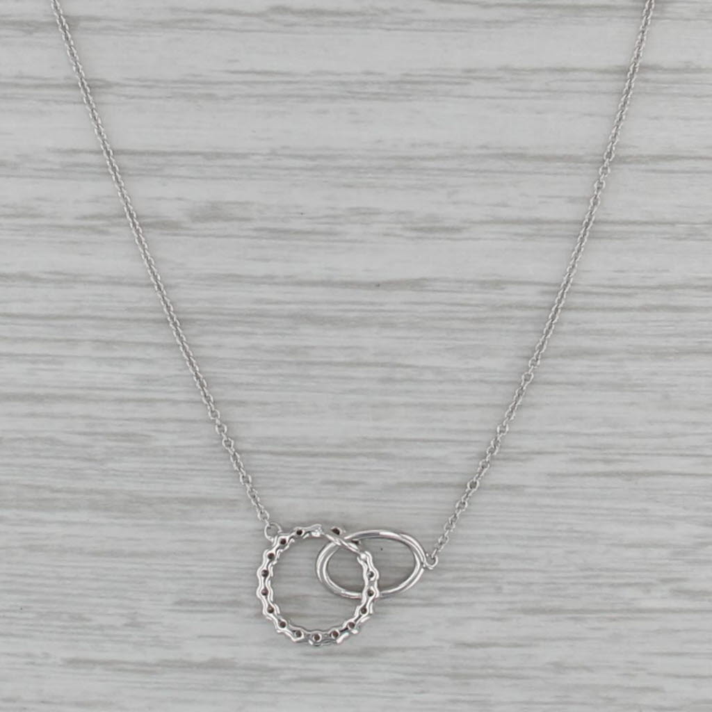 New 0.25ctw Diamond Linked Rings Necklace 14k White Gold 18" Cable Chain