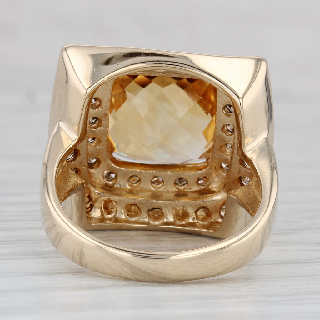 Gray 8.25ctw Citrine Champagne Diamond Halo Ring 14k Yellow Gold Size 8 Cocktail