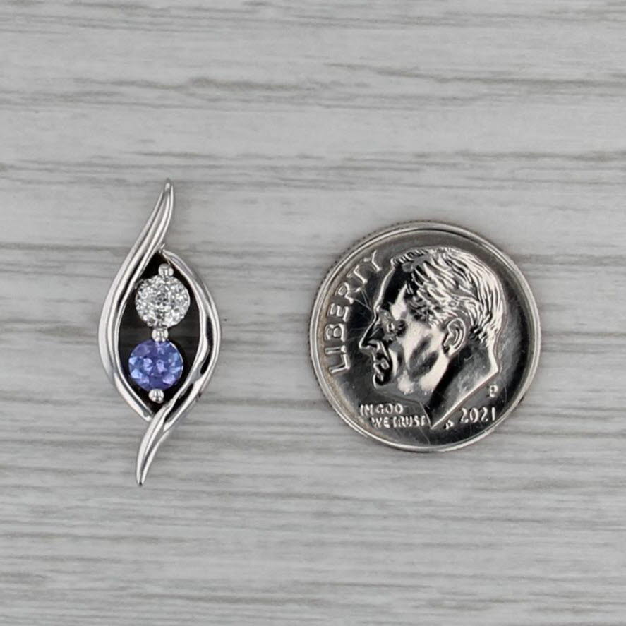 0.55ctw Diamond Tanzanite Floating Drop Pendant 14k White Gold