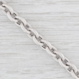 Light Gray 7.25" Hammered Cable Chain Bracelet 18k White Gold Italy 6.1mm