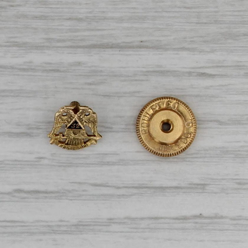 Vintage Scottish Rite Eagle Small Lapel Pin 14k Yellow Gold Masonic 32nd Degree