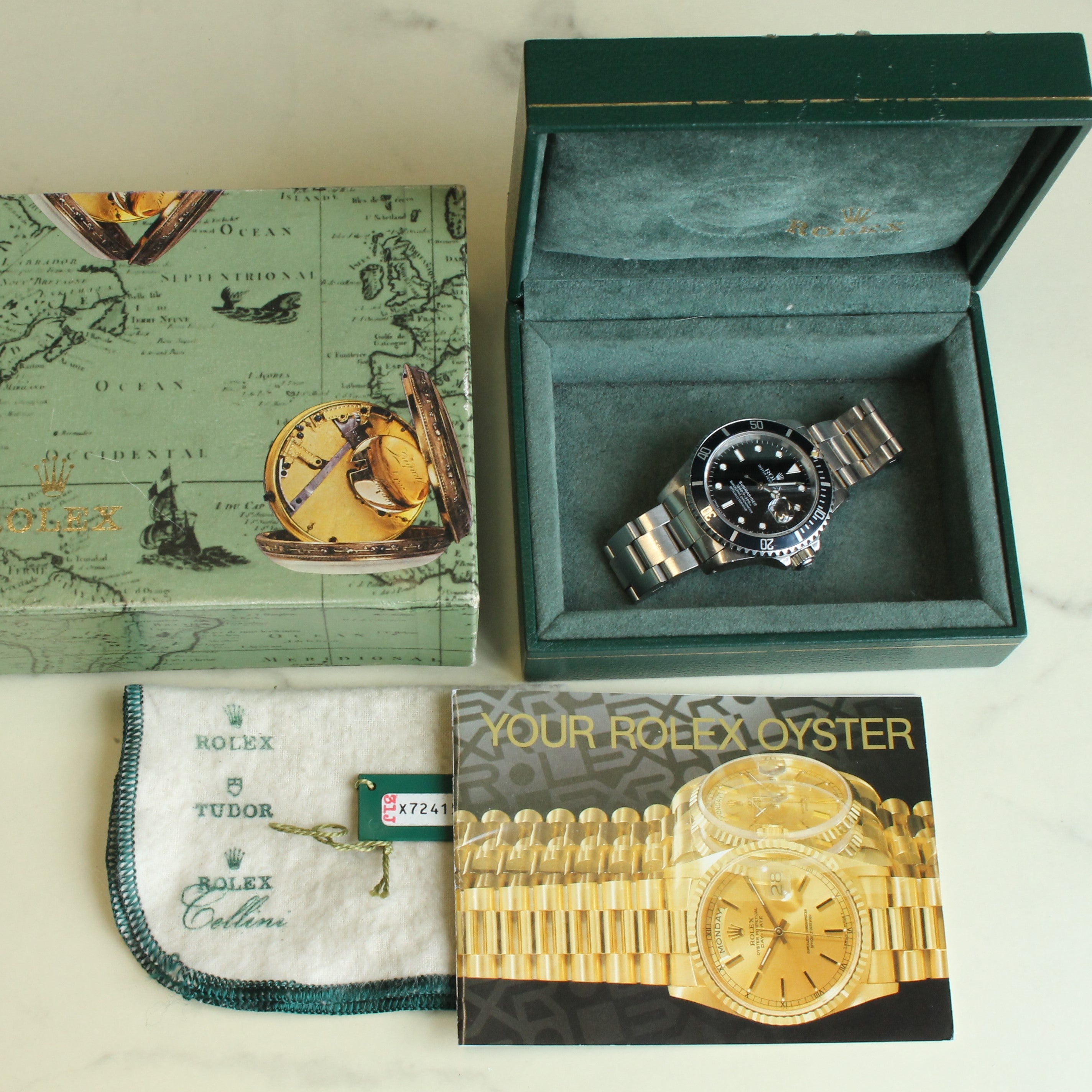 Tan Vintage 1991 Rolex Submariner 16610 Mens 40mm Steel Divers Watch w Box Hang Tag