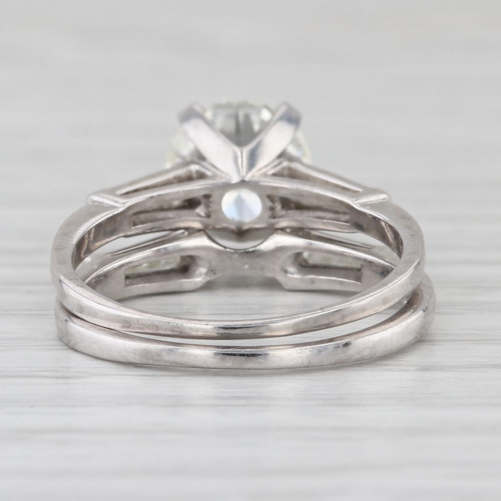 2.30ctw Diamond Engagement Ring Wedding Band Guard Bridal Set Platinum Size 7