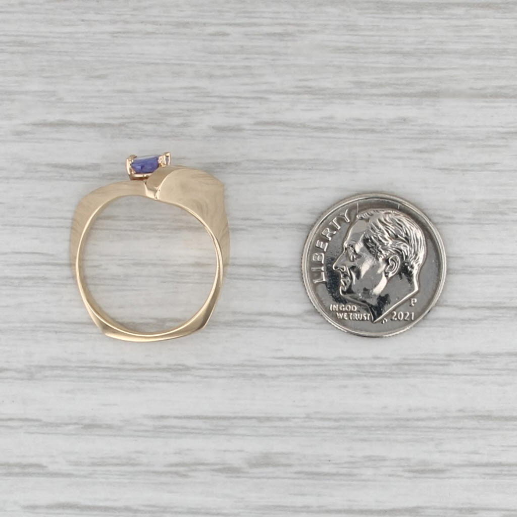 0.75ctw Tanzanite Diamond Contoured V Ring 14k Yellow Gold Size 6.5