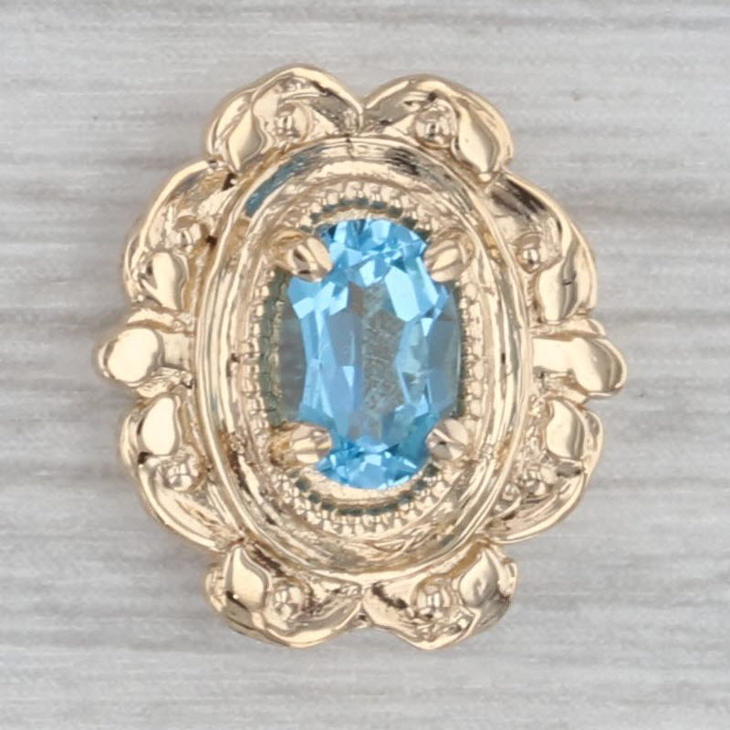 Gray 0.60ct Blue Topaz Solitaire Slide Bracelet Charm 14k Yellow Gold Richard Glatter