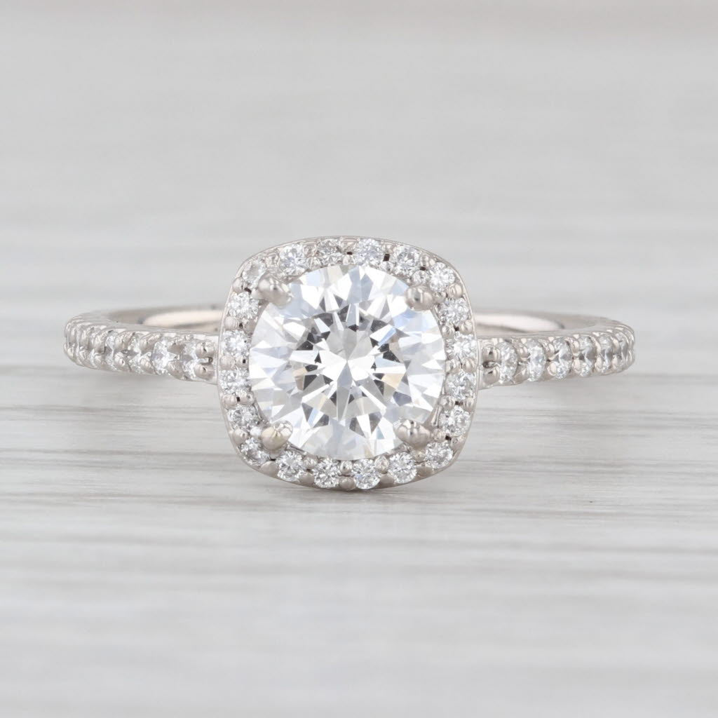 1.33ctw Lab Grown Diamond Halo Engagement Ring 14k White Gold Size 6 IGI