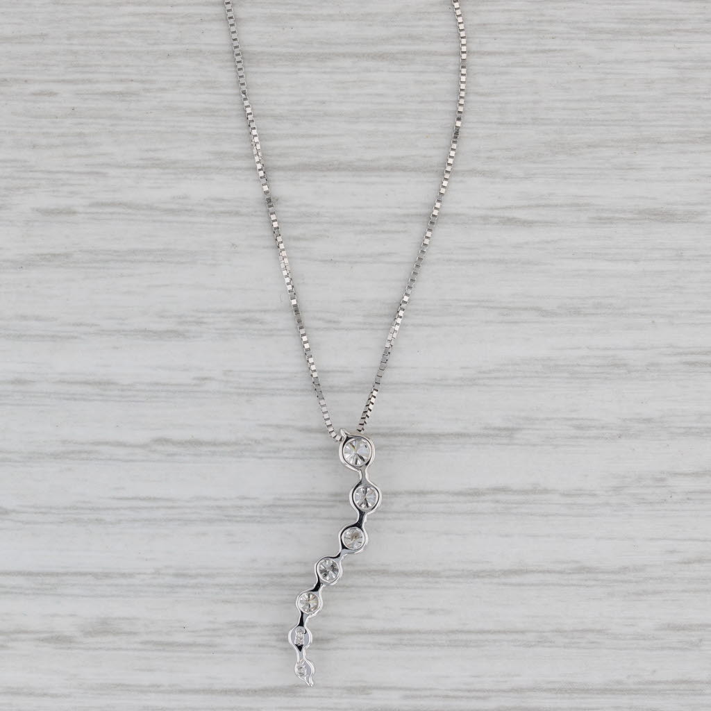 Gray 0.45ctw Diamond Journey Pendant Necklace 14k White Gold 17" Box Chain