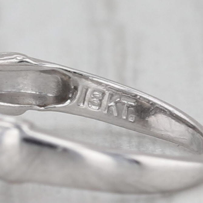Art Deco 0.15ct Diamond Solitaire Engagement Ring 18k White Gold Filigree Size 2