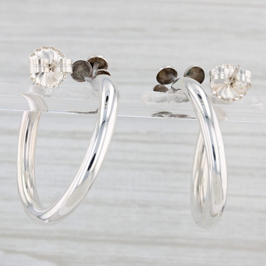 Light Gray Hoop Statement Earrings Sterling Silver Pierced Drops